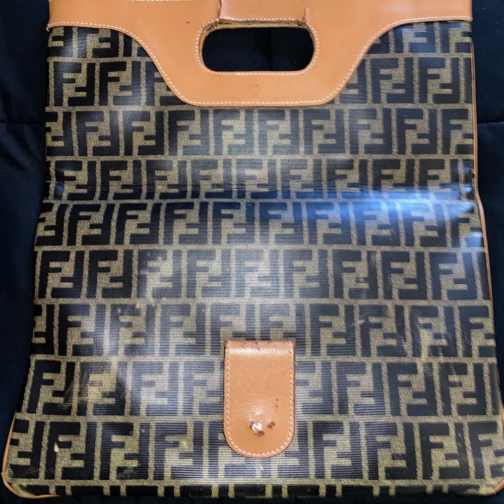 Fendi Zucca Print Clutch Tote Authentic